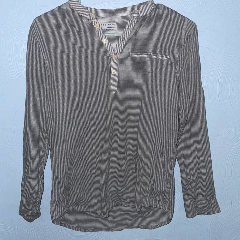 Boy’s Size 11-12 Years Zara Gray Henley Top